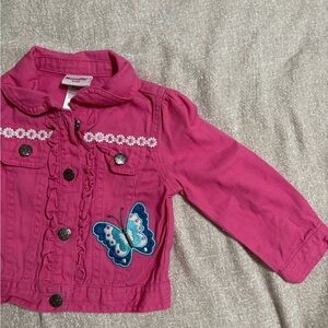 Vintage Nannette Kids Pink Butterfly Embroidered Jean Jacket